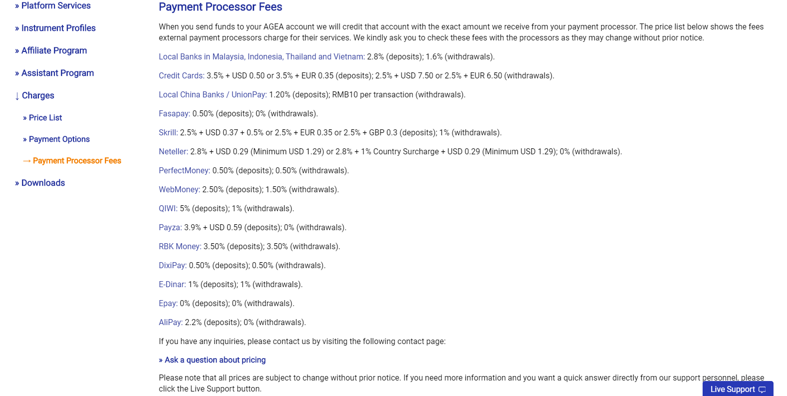 AGEA payment options